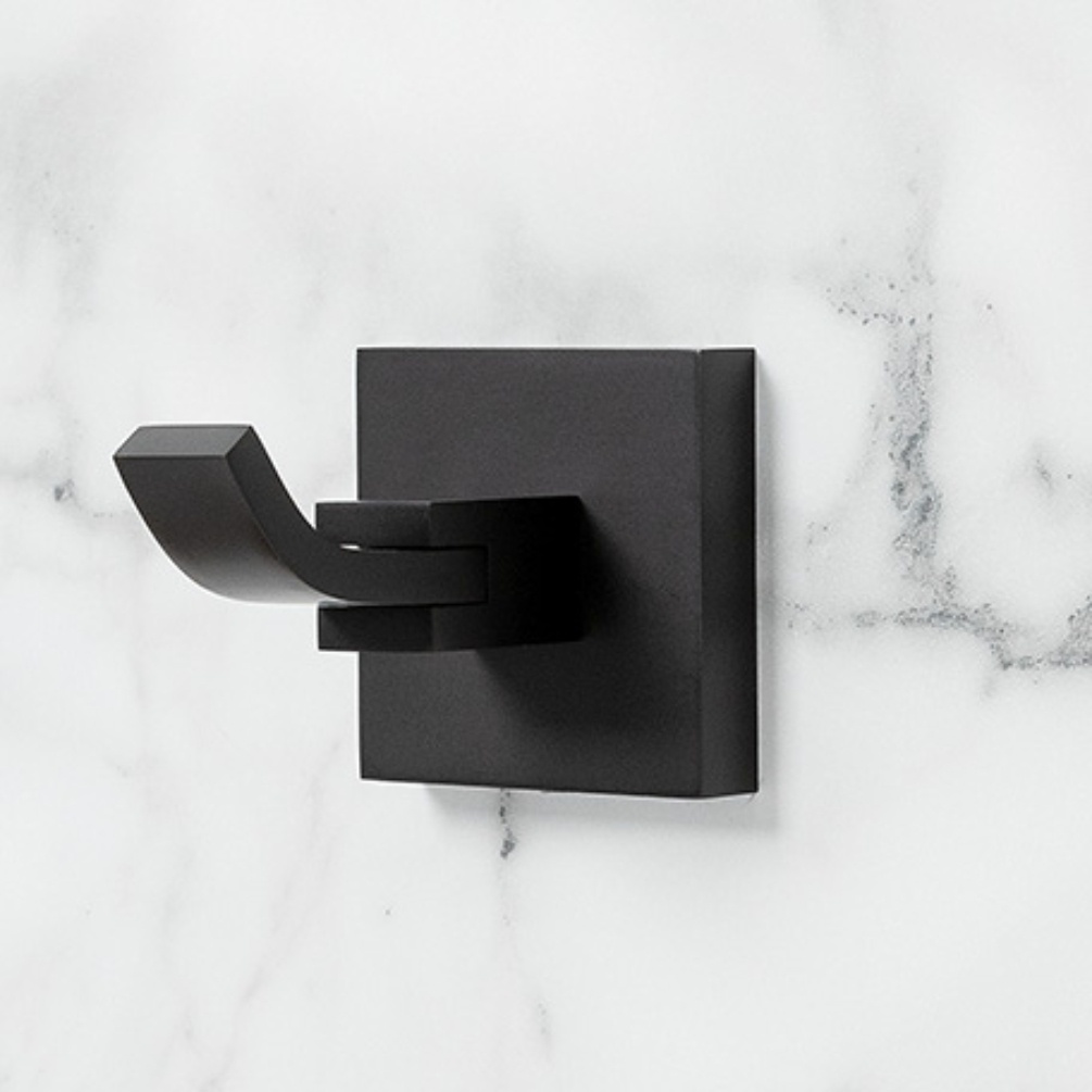 Lifestyle image of the Bristan Square Black Robe Hook